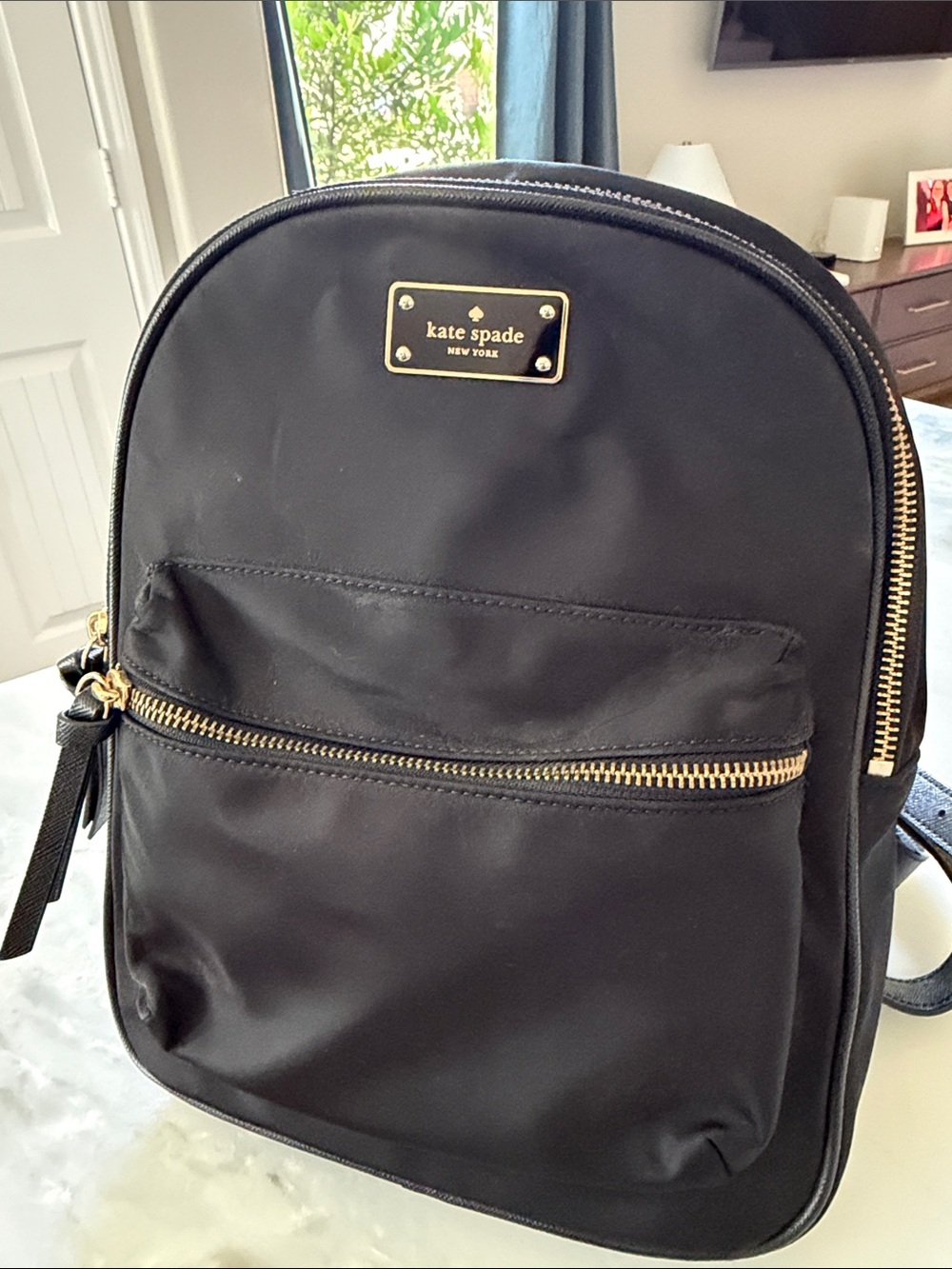 kate spade Black Nylon mini Backpack with Gold Accents